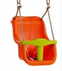 Детское кресло для подвесных качелей KBT Luxe пластик, оранжевый+лайм, веревка PP