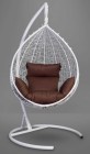 Кресло-кокон подвесное SEVILLA белое+коричневая подушка, до 180 кг ЦН