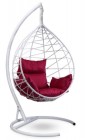 Кресло-кокон подвесное ALICANTE белое+бордовая подушка, до 150 кг ЦН