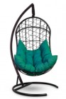Кресло-кокон подвесное BARСELONA черное+зеленая подушка (велюр), до 150 кг ЦН