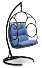 Кресло-кокон подвесное SENATORE черное+синяя подушка (велюр), до 180 кг ЦН