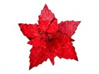 Цветок Пуансеттия Муаровый узор 32 х 15 см бархатная, рубиновая BDF116RR