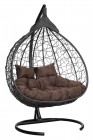 Кресло-кокон подвесное FISHT (двухместный) черное+шоколадная подушка, до 180 кг ЦН