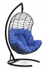 Кресло-кокон подвесное BARСELONA черное+синяя подушка (велюр), до 150 кг ЦН