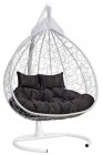 Кресло-кокон подвесное FISHT (двухместный) белое+черная подушка, до 180 кг ЦН