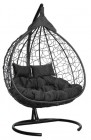 Кресло-кокон подвесное FISHT (двухместный) черное+черная подушка, до 180 кг ЦН