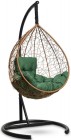 Кресло-кокон подвесное SEVILLA COMFORT горячий шоколад+зеленая подушка, до 180 кг ЦН