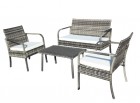 Набор мебели Лион (стол+2кресла+диван ротанг серый, подушки бежевые) SFS011