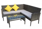 Набор мебели Рикардо (стол+2 дивана ротанг серый, подушки серые+декоративные подушки) SFS076