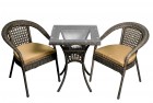 Набор мебели Монреаль №3 мини (2 стула с подуш беж, подстолье 60*60, столешница, ротанг серо-коричн)